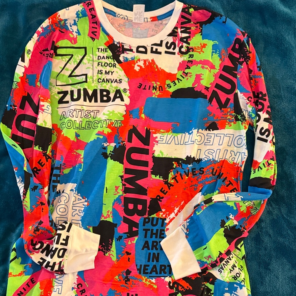 Zumba Fitness Neon Graphic Tee in Pink, Blue, Green, Orange, Black